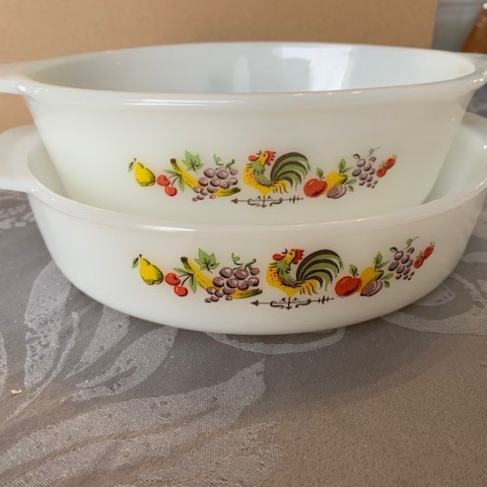 2 Fire King Chanticleer Rooster bowls